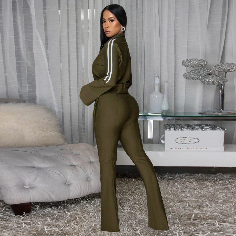 Casual trumpet sleeves European style long pants a set