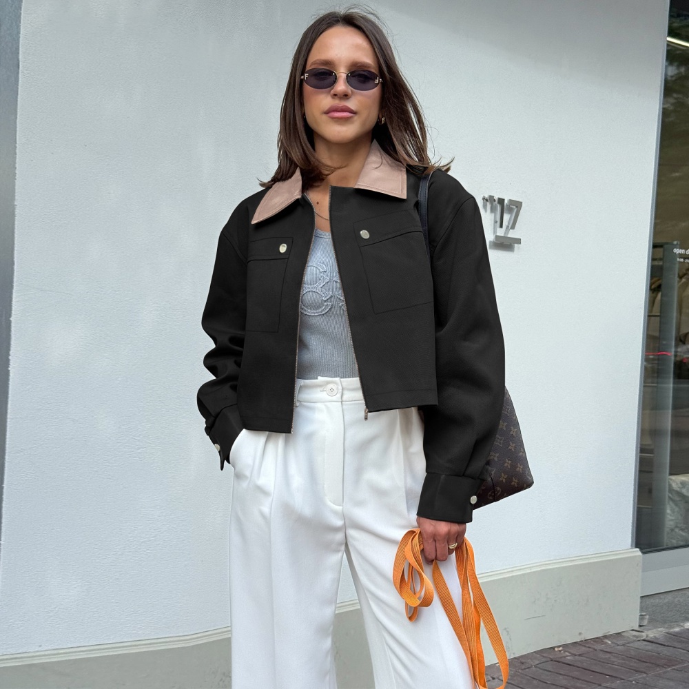Lapel European style coat fashion jacket for women