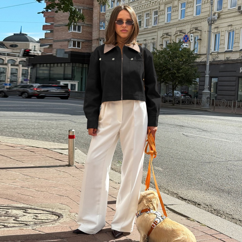Lapel European style coat fashion jacket for women