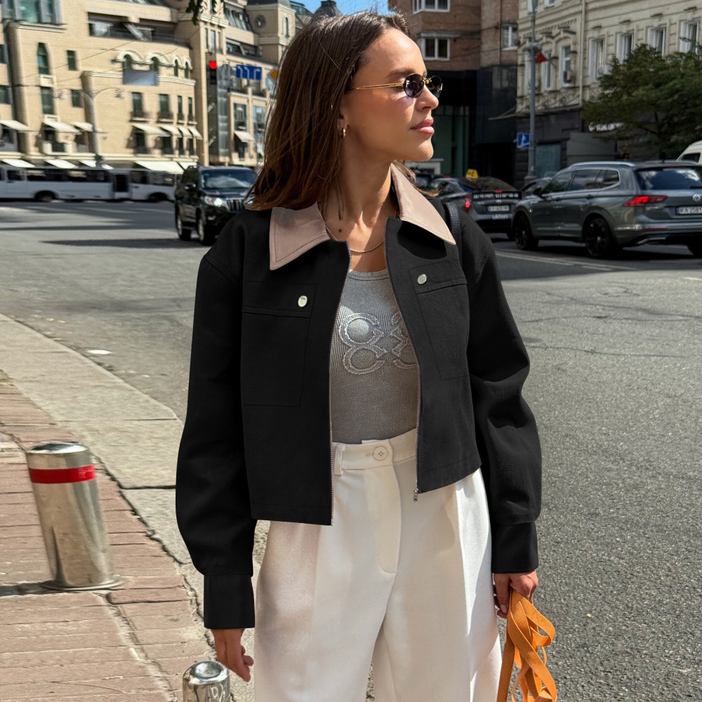 Lapel European style coat fashion jacket for women