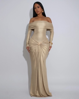 Sexy European style formal dress glossy dress for women