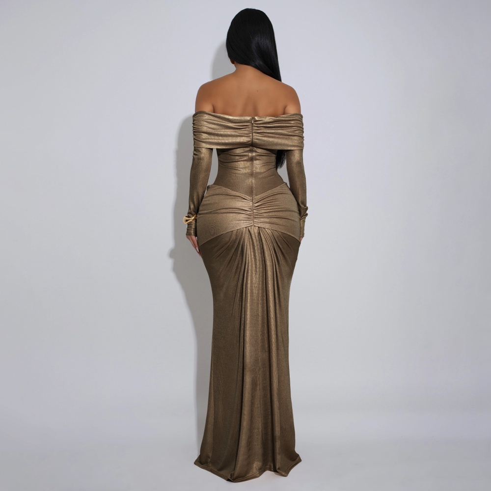 Sexy European style formal dress glossy dress for women