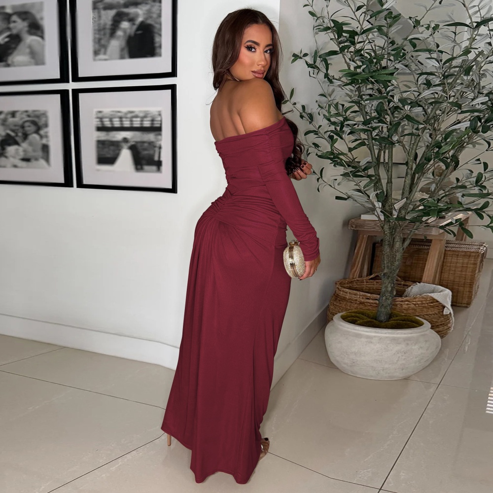 Sexy European style formal dress glossy dress for women