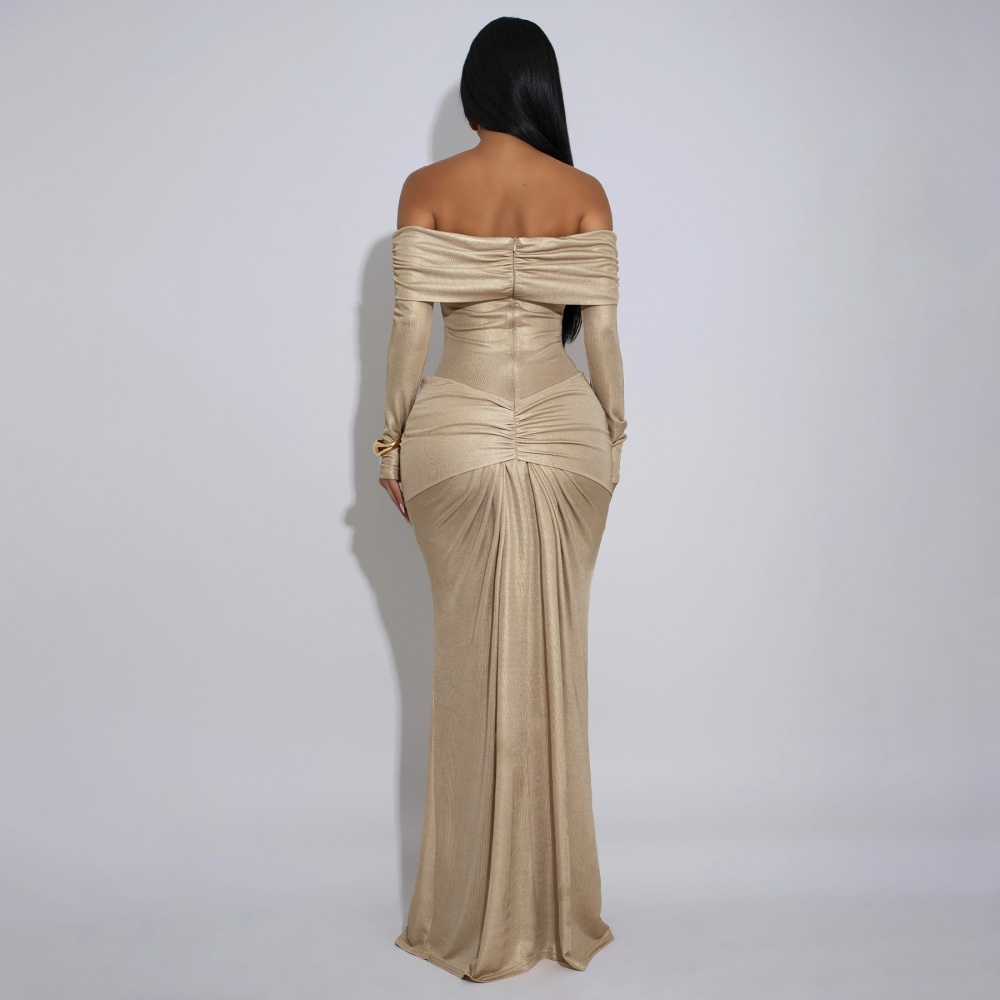 Sexy European style formal dress glossy dress for women