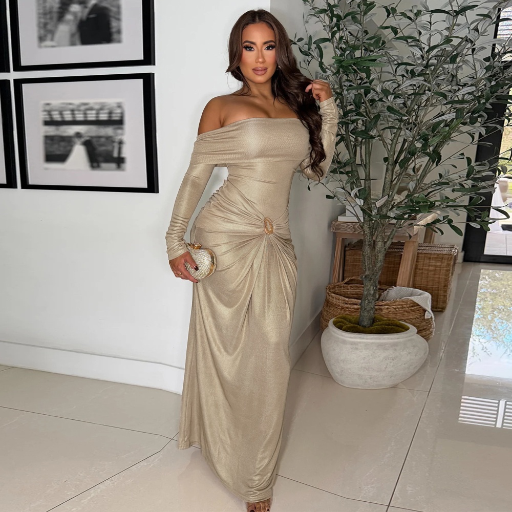 Sexy European style formal dress glossy dress for women