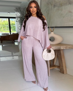 Pure Pleats Please long pants Casual tops a set for women