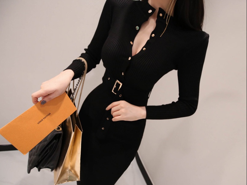 Half high collar T-back dress for women