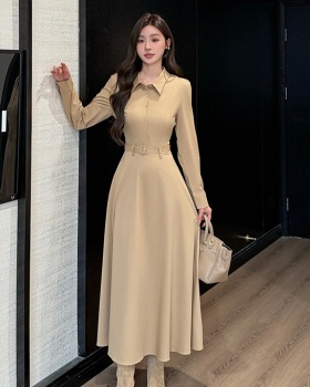 Long sleeve autumn Korean style lapel temperament dress