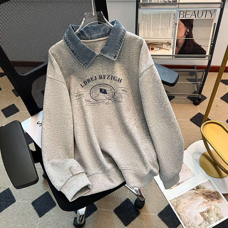 Cartoon loose tops autumn and winter hoodie for women