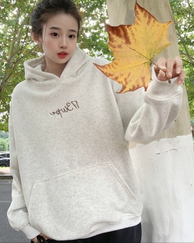 Korean style embroidery hoodie loose hooded tops for women