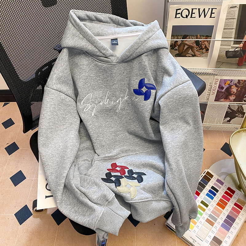 Plus velvet hoodie autumn and winter tops for women