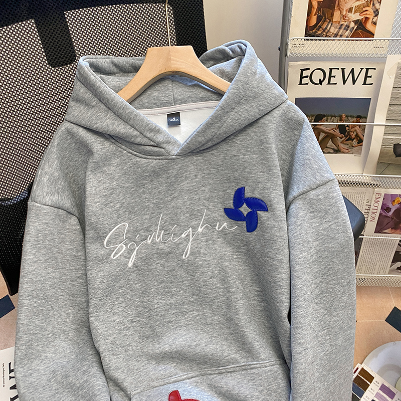 Plus velvet hoodie autumn and winter tops for women