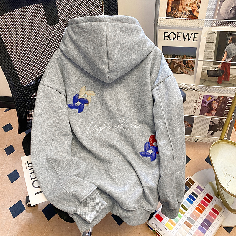 Plus velvet hoodie autumn and winter tops for women