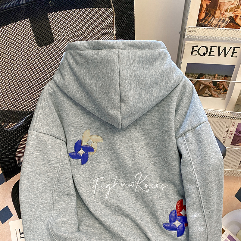 Plus velvet hoodie autumn and winter tops for women