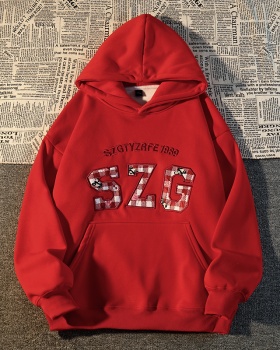 Autumn and winter hooded hoodie thermal tops for women