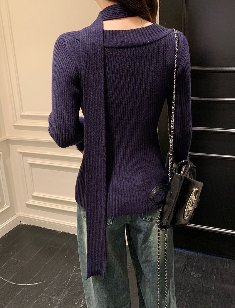 V-neck sweater stereoscopic decoration tops for women