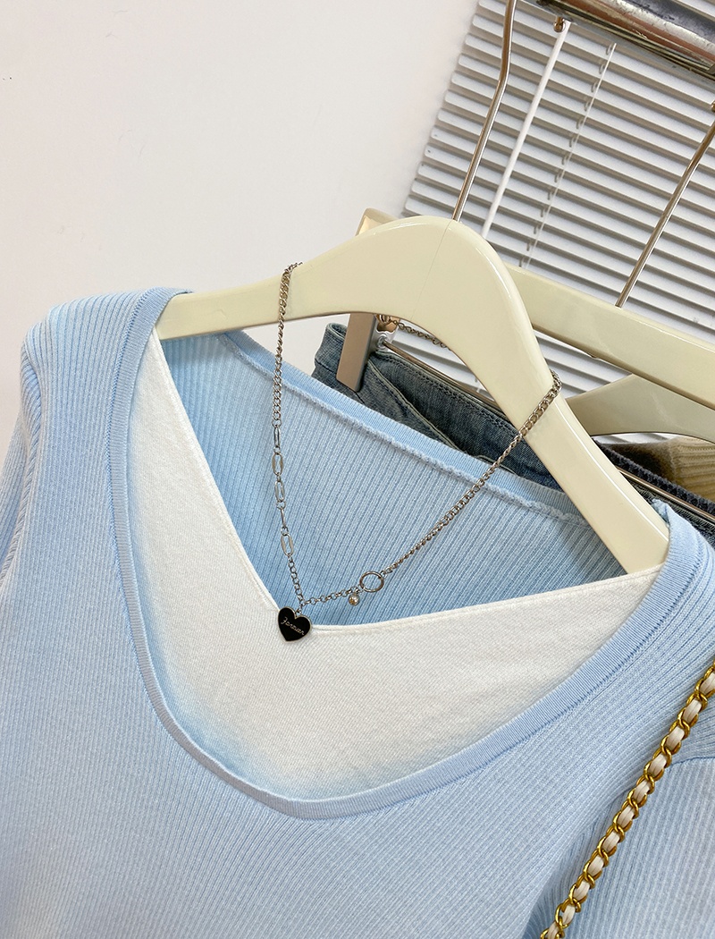 Long sleeve sweater Pseudo-two bottoming shirt for women