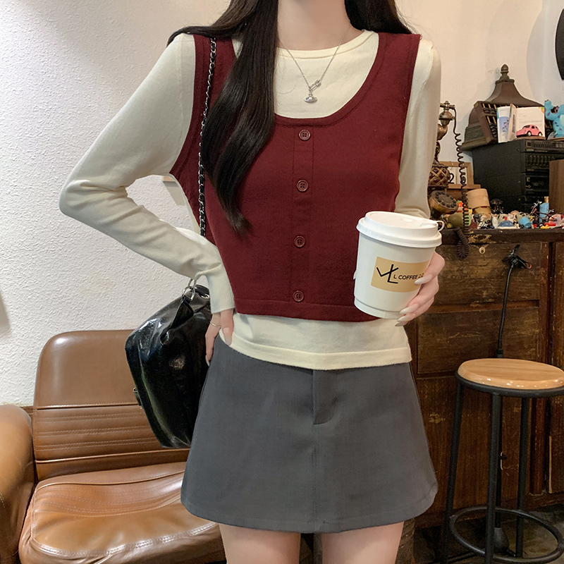 Long sleeve short autumn and winter sweater for women