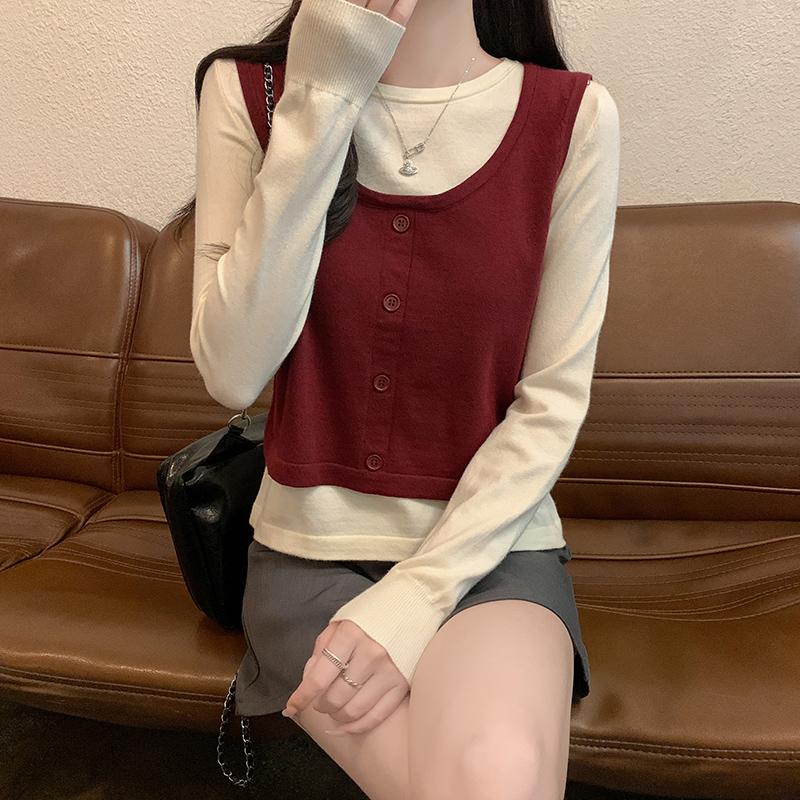 Long sleeve short autumn and winter sweater for women