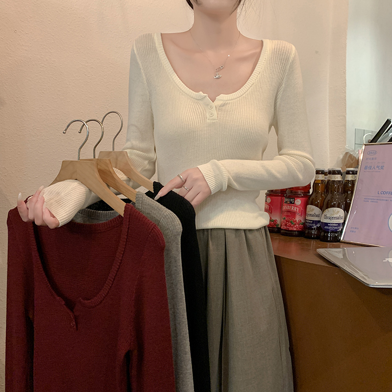 Round neck autumn and winter tops long sleeve pure sweater