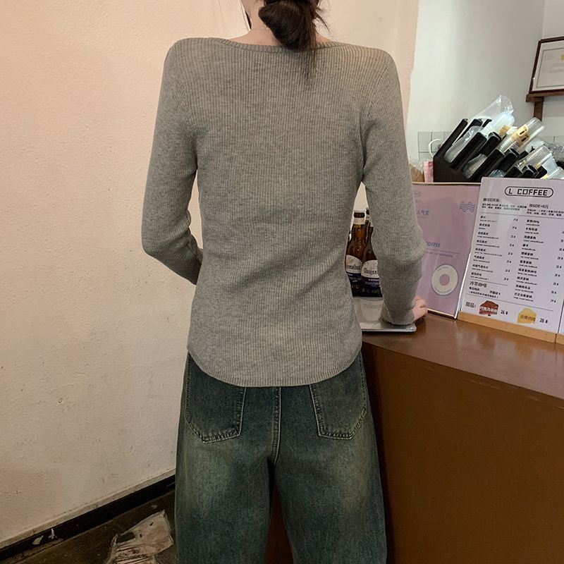 Round neck autumn and winter tops long sleeve pure sweater
