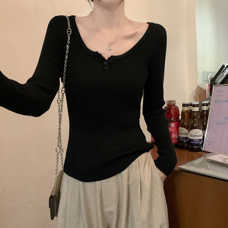 Round neck autumn and winter tops long sleeve pure sweater