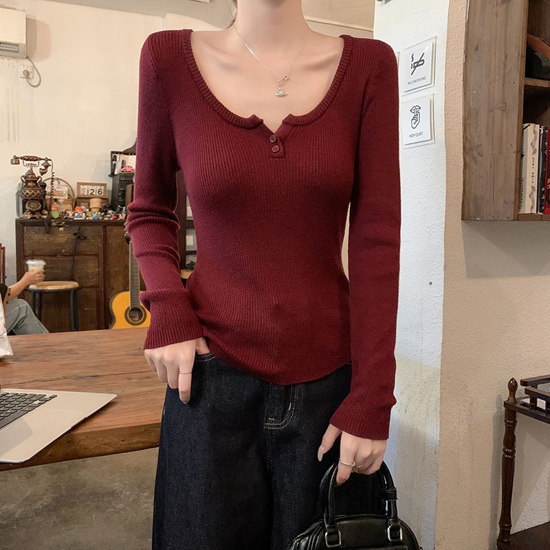 Round neck autumn and winter tops long sleeve pure sweater