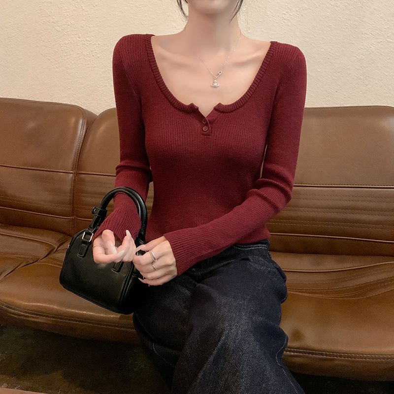 Round neck autumn and winter tops long sleeve pure sweater