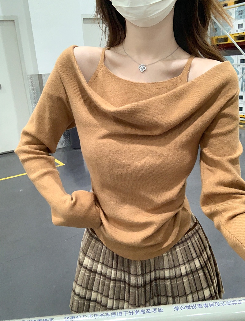 Autumn and winter slim bottoming tops thermal sling sweater