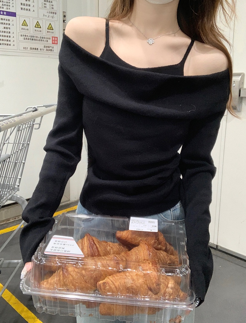 Autumn and winter slim bottoming tops thermal sling sweater