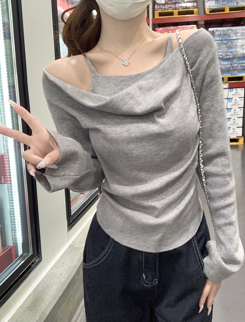 Autumn and winter slim bottoming tops thermal sling sweater