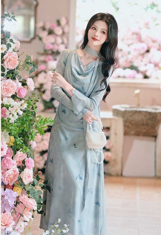 Temperament Chinese style cheongsam autumn dress