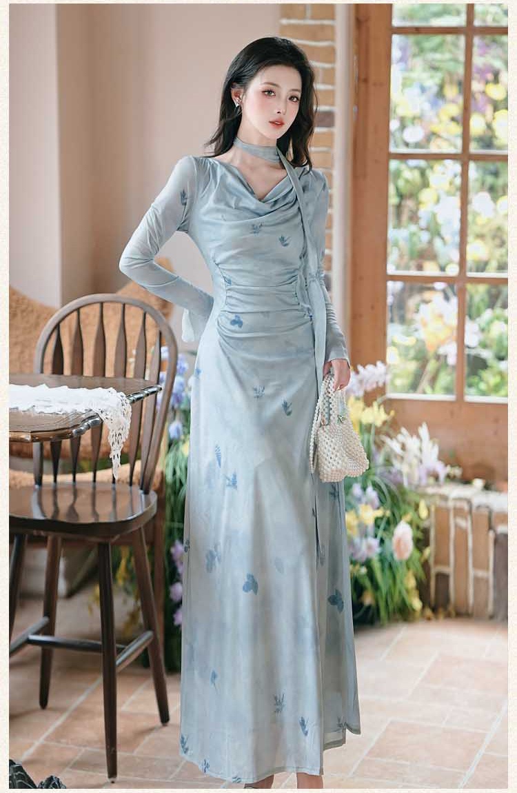 Temperament Chinese style cheongsam autumn dress