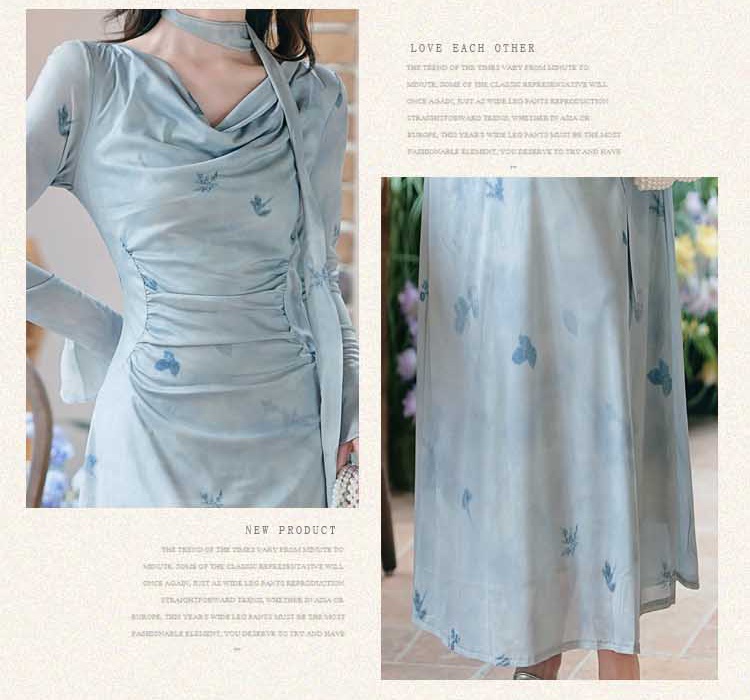 Temperament Chinese style cheongsam autumn dress