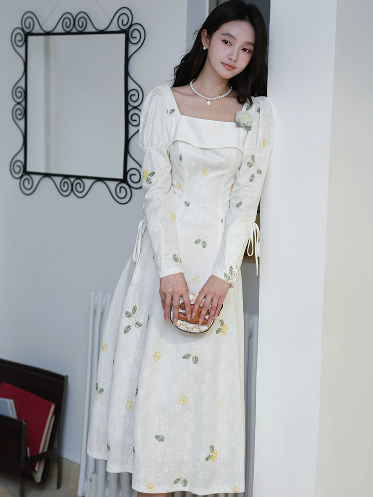 Autumn light formal dress elegant France style dress