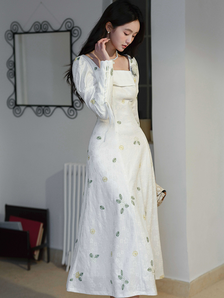 Autumn light formal dress elegant France style dress