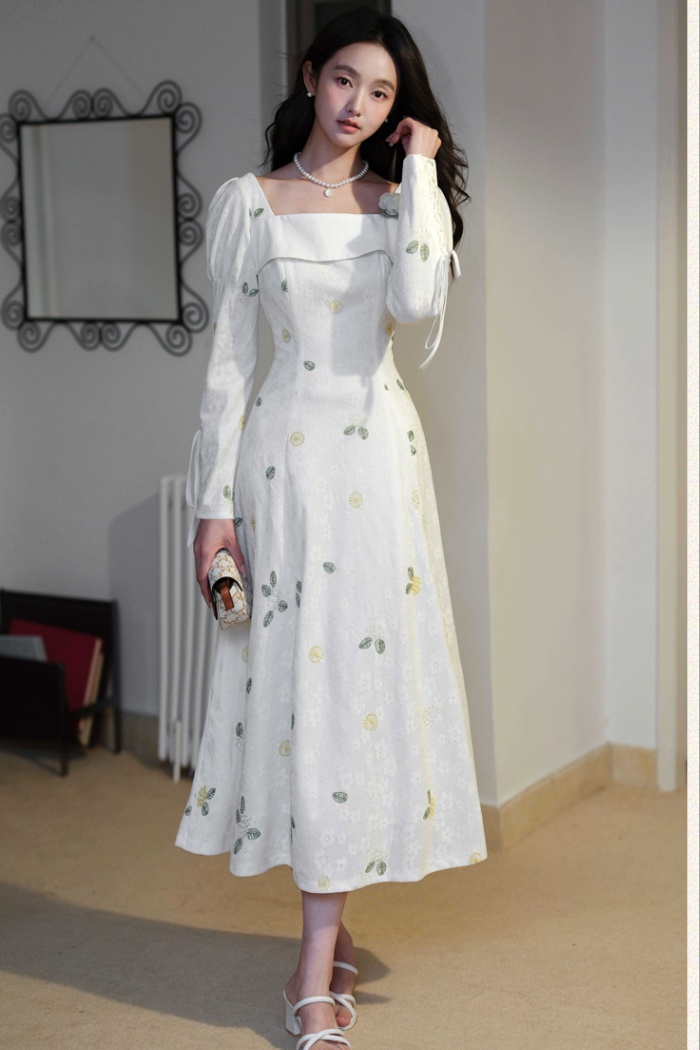Autumn light formal dress elegant France style dress