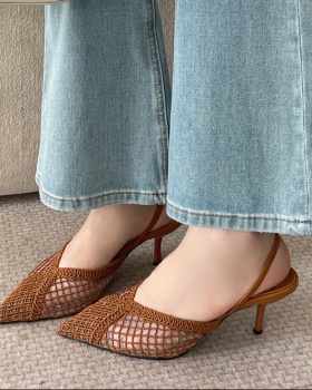 Retro niche sandals weave catwalk high-heeled shoes