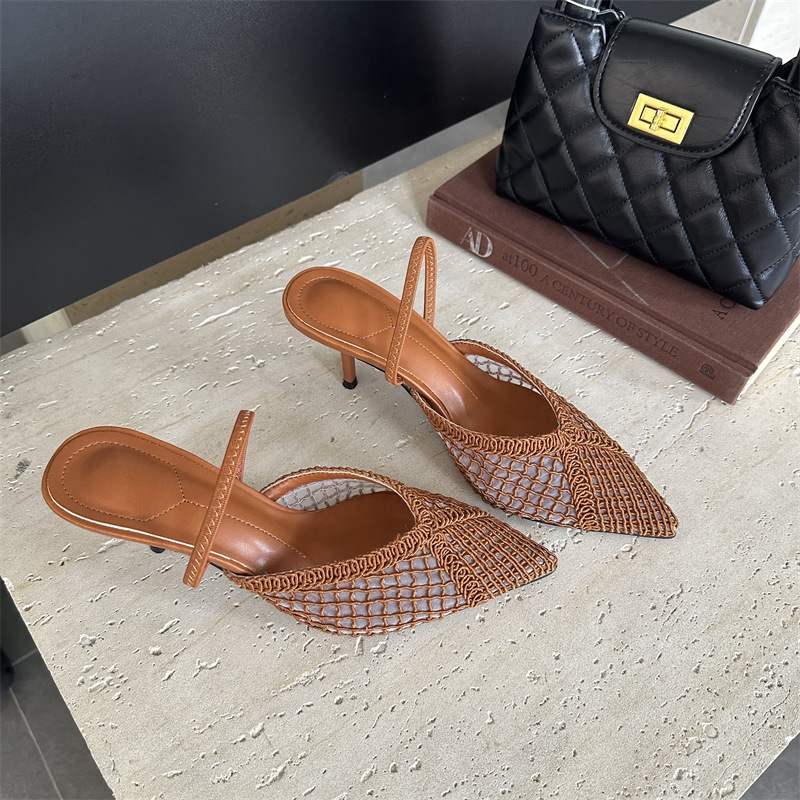 Retro niche sandals weave catwalk high-heeled shoes