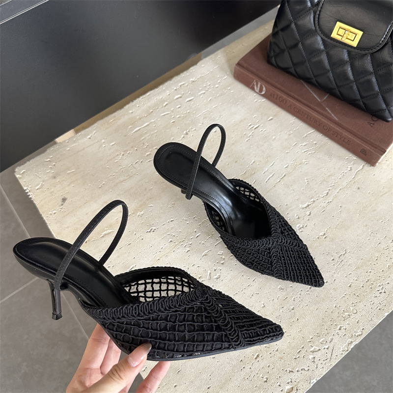 Retro niche sandals weave catwalk high-heeled shoes