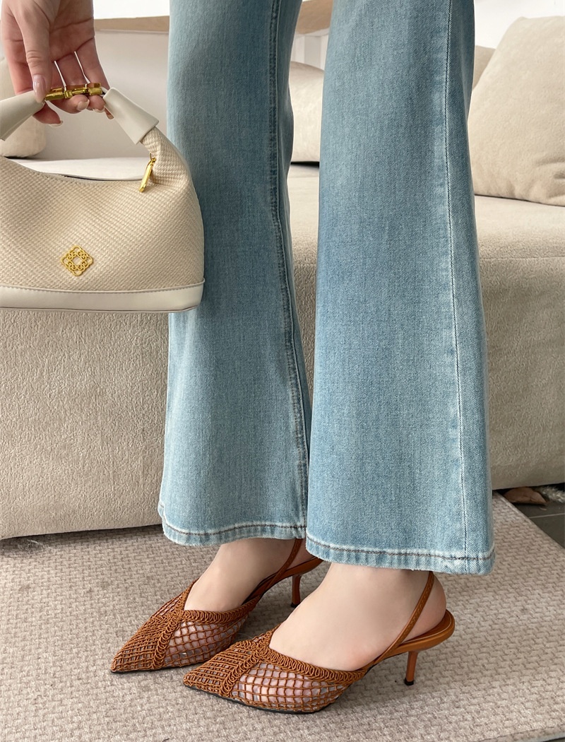 Retro niche sandals weave catwalk high-heeled shoes