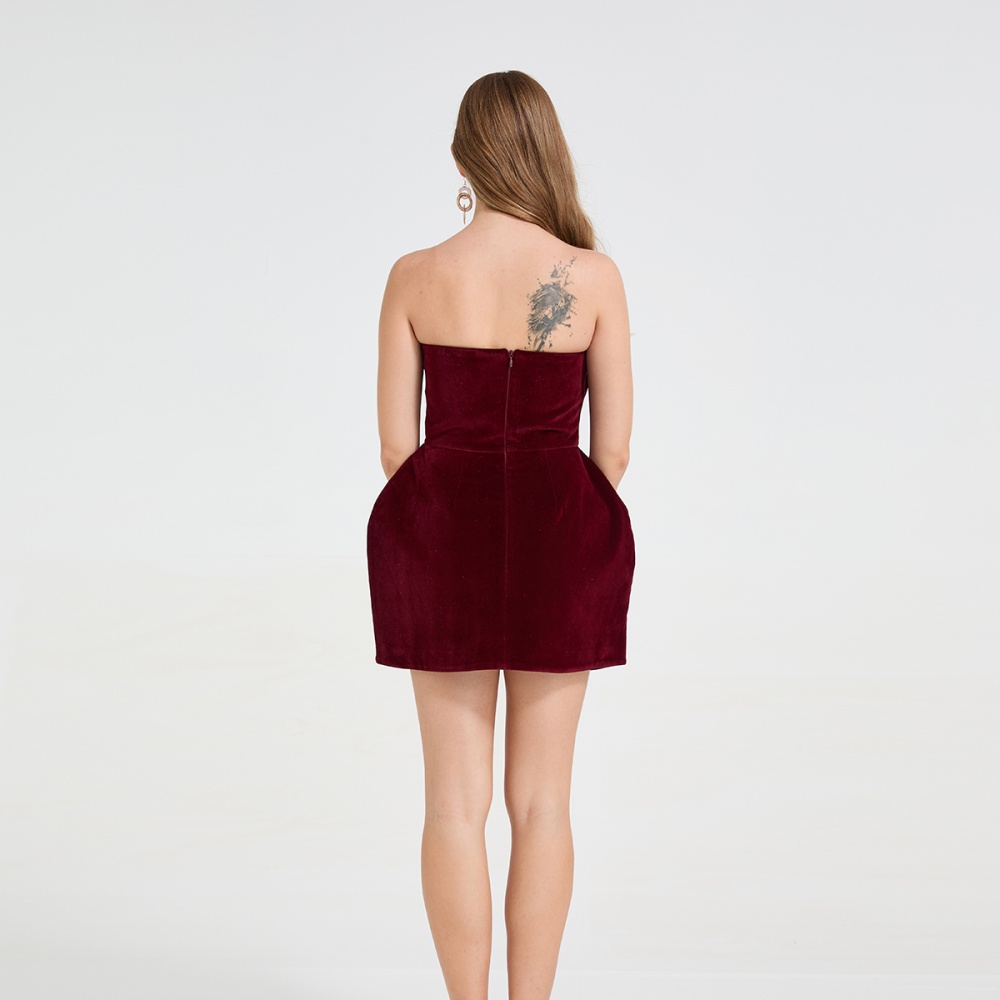 Light luxury party dress wrapped chest formal dress