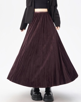 Fold autumn and winter rhinestone skirt for women