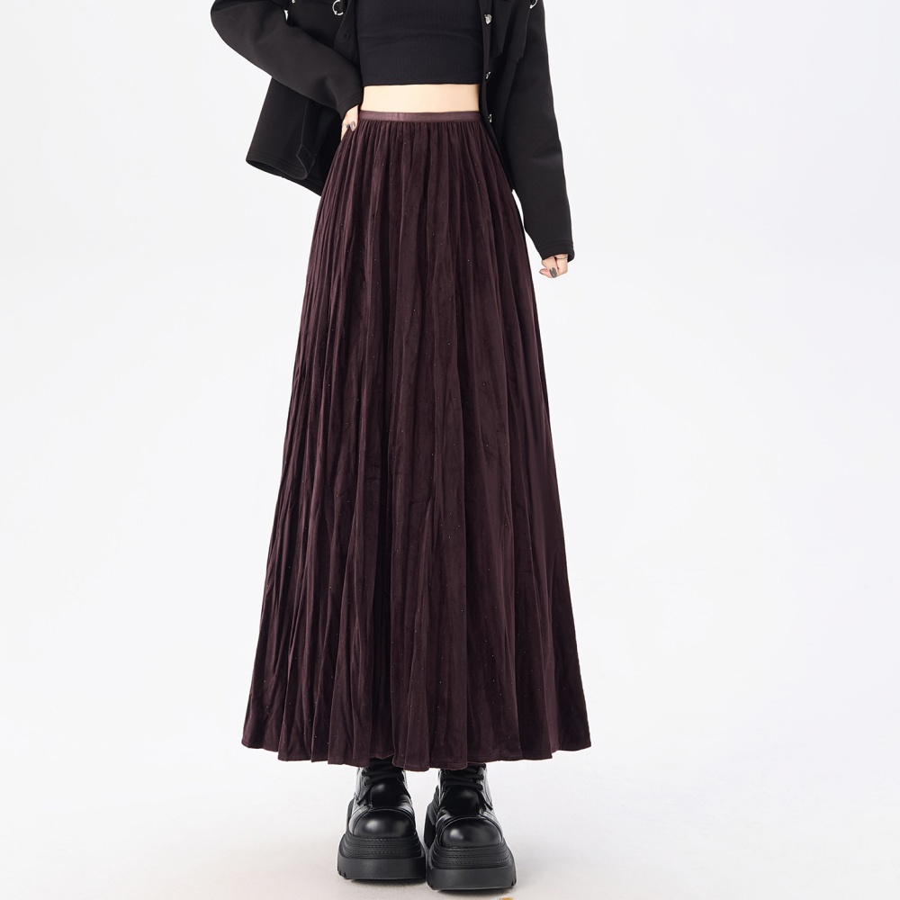 Fold autumn and winter rhinestone skirt for women