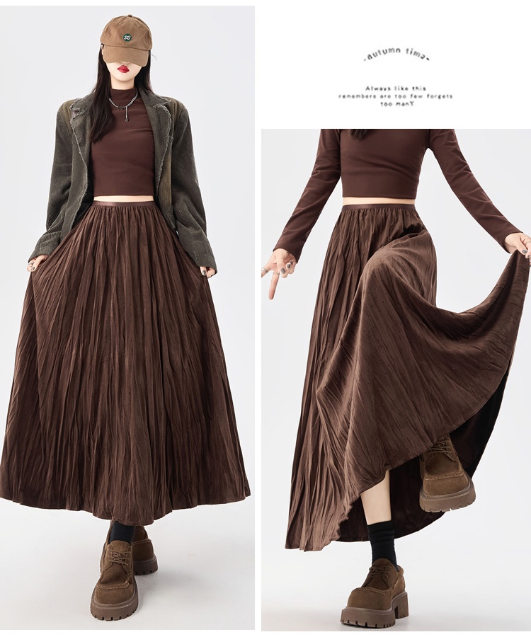 Fold autumn and winter rhinestone skirt for women