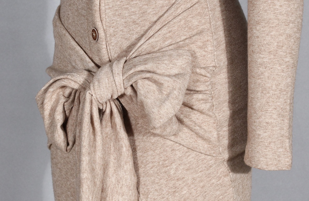 France style bandage long dress knitted bow dress