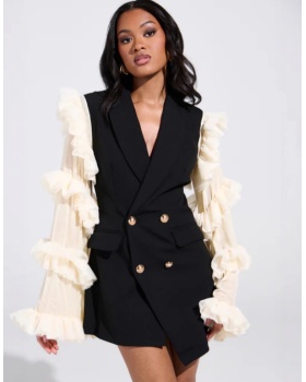 Niche long autumn coat stereoscopic slim dress for women