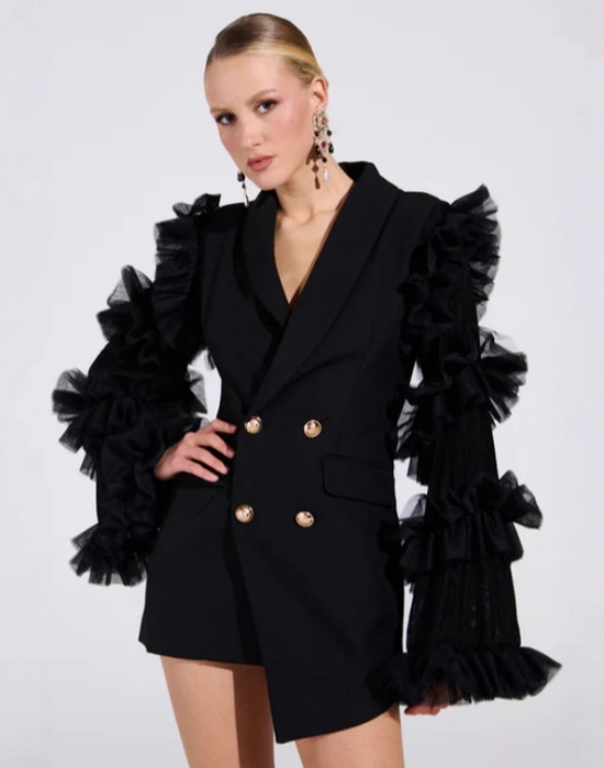 Niche long autumn coat stereoscopic slim dress for women