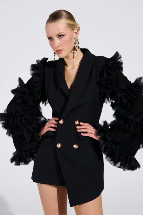 Niche long autumn coat stereoscopic slim dress for women