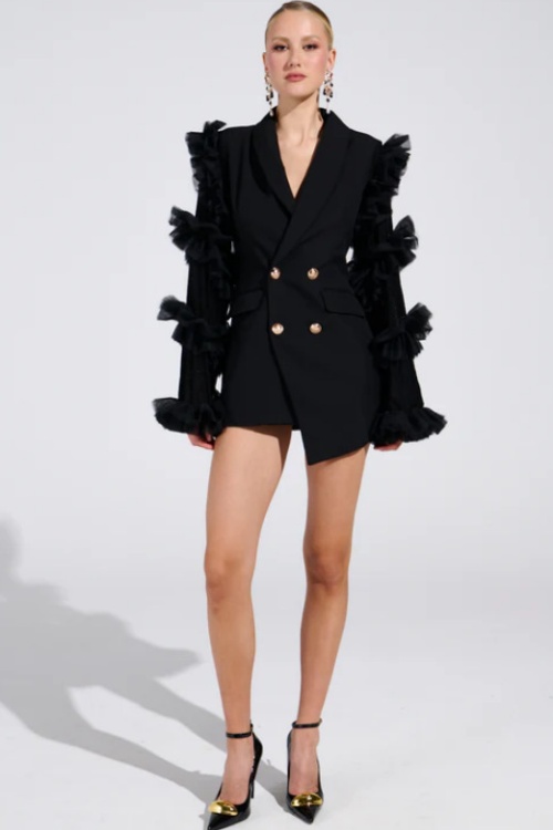Niche long autumn coat stereoscopic slim dress for women